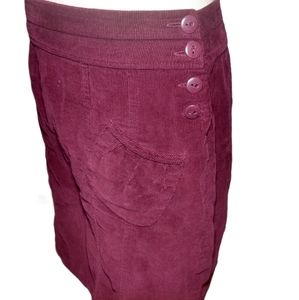 Vintage Burgundy Red Corduroy Button Up Skirt Size 6